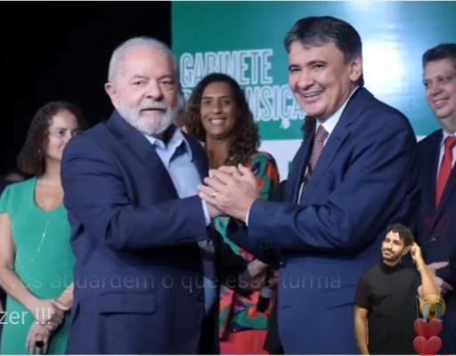 Lula chamou Wellington Dias, citando ele como o melhor índio do seu ministério, ao que Wellington correspondeu com mão no peito e sorriso