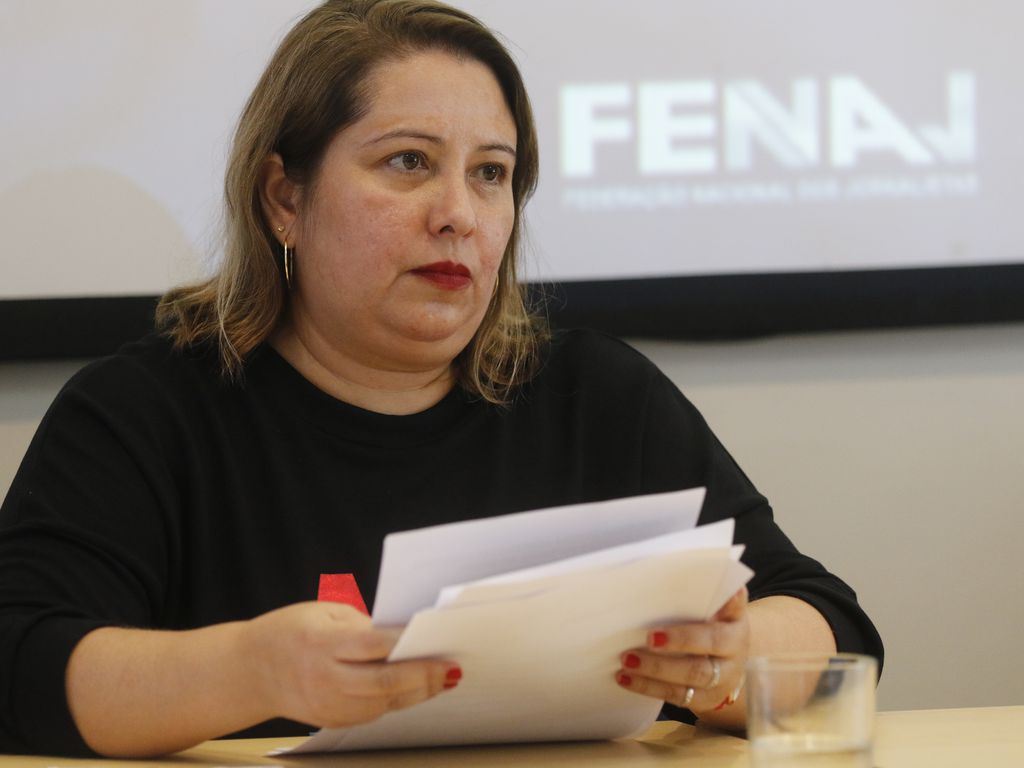 Samira Castro, presidente da Federação Nacional dos Jornalistas, defende a remuneração de conteúdo aos jornalistas. Foto: Fernando Frazão/Agência Brasil